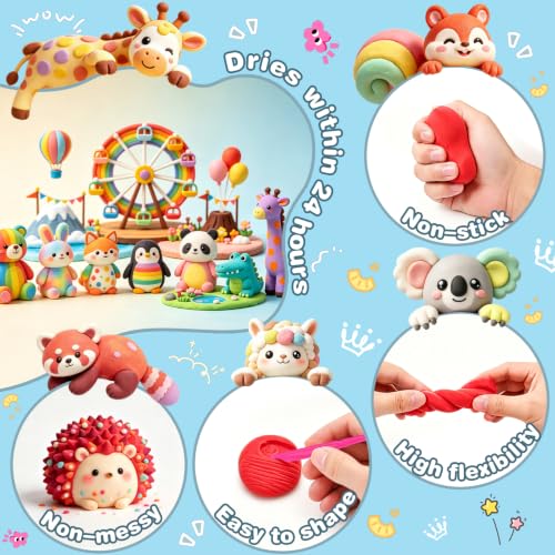 ifergoo Air Dry Clay, 24 Colors Magic Foam Modeling Clay for Kids - color: 24 Colors