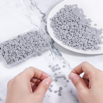 6mm Polymer Clay Beads for Bracelets Making 1000PCS - color: Gray