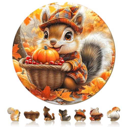 Fall Wooden Puzzles for Kids Ages 6-8 - Squirrel Harvest - color: Squirrel's Harvest