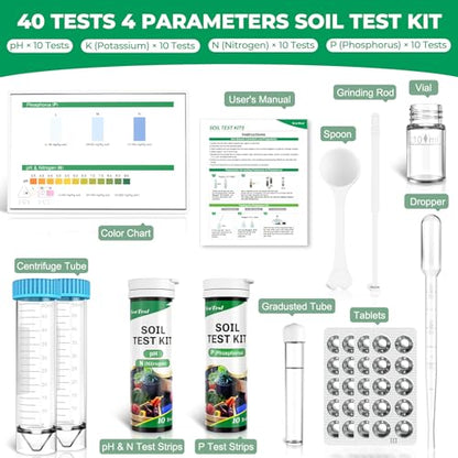 Soil Test Kit 4 Parameters: 40 Tests Professional Soil Testing Kits