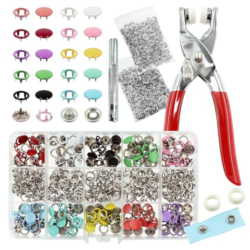 240 Sets Snaps Buttons Fastener kit Hollow Steel Prong Snaps Buttons with Pliers Press Tool for DIY Crafts Clothes Hats Bags Sewing (Hollow & Solid) - style: 240 Sets (Hollow & Solid)