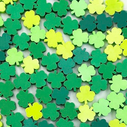100Pcs St. Patrick's Day Shamrocks Handmade Polymer Clay Beads, Luck Clover Prints Polymer Clay Spacer Beads for Women Jewelry Making DIY Charms Bracelet Necklace Hair Clip Accessories Handmade Craft - color: 4sanyecao