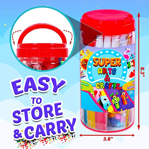 Goody King Arts and Crafts Supplies for Kids - Craft Art Supply Jar Kit for Student Age 4 5 6 7 8 9 10 Year Old Crafting Activity - Collage Arts Set for Toddlers Preschool DIY Classroom Home Project - size: Small