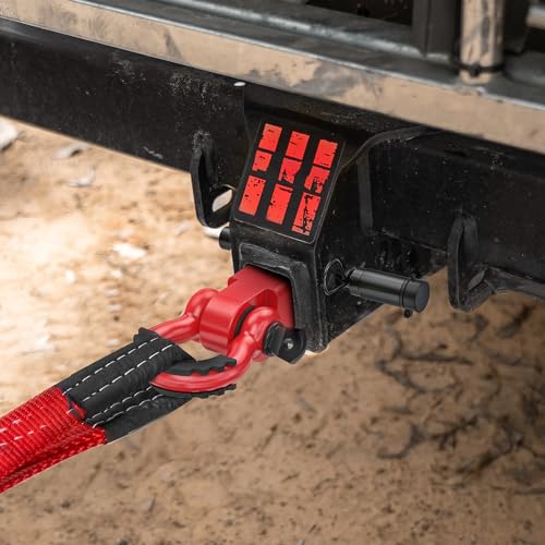 Nilight 3/4" Anti-Theft D Ring Shackle Hitch Receiver 2" Solid Towing Kit | 45000 LBs Breaking Strength 5/8" Trailer Hitch Lock Pin Heavy Duty Solid Towing Kit for Trucks Off Road Red - color: Hitch w/ Lock Pin Red