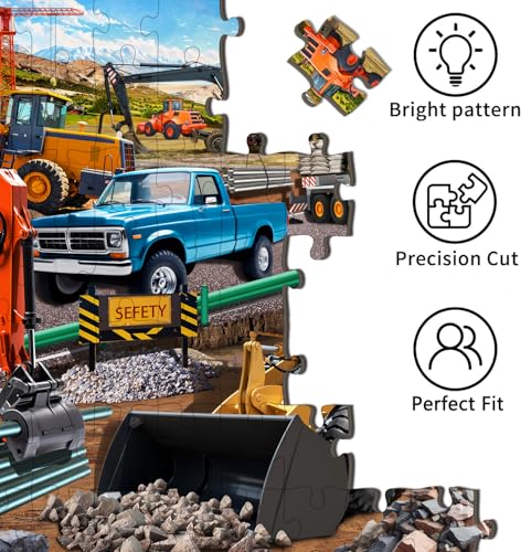 Puzzles for Kids Ages 6-8 8-10 -200 Piece Puzzles Construction Site Puzzle - color: Engineering Vehicle