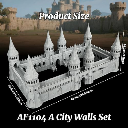 AUSPDICE TTRPG Scenery Modular Fortress, 25mm Dungeon Walls, Defense Towers - color: Af1104 a City Walls Set
