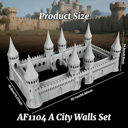 AUSPDICE TTRPG Scenery Modular Fortress, 25mm Dungeon Walls, Defense Towers - color: Af1104 a City Walls Set