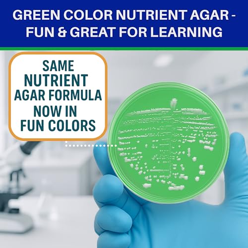 Evviva Sciences Nutrient Agar Petri Dishes Science Project Kit, Pre-Poured Agar Plates for Science Experiments, with Experiment eBook (Green) - color: Green
