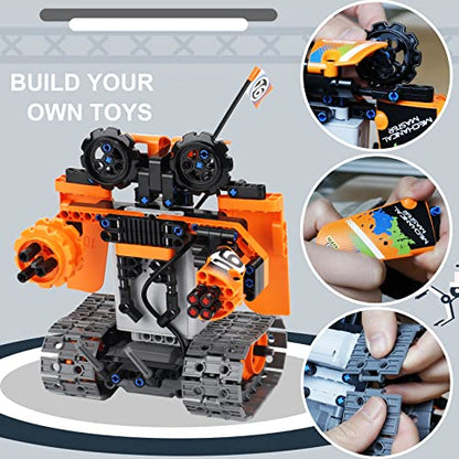 BIRANCO. STEM Remote Control Building Kit 3 in 1 RC Tracked Racer/Tank/Robot Engineering Toys, Science Construction Play Set, Toy Car Christmas for Boys & Girls Age 8-12 (392pcs) - color: Orange