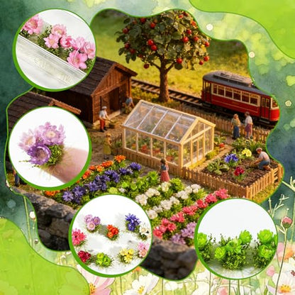 Warmtree 63 Pcs Miniature Colorful Flower Cluster Static Grass Tufts - color: Color a