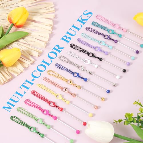 16PCS Beadable Keychain Bar Bulk, Keychain Making Kit - color: Multicolor