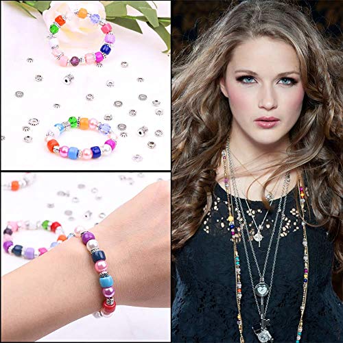 Cridoz Metal Spacer Beads for Making Bracelet, Necklace, Jewelry Making and Findings Accessories, 900Pcs, Silver - color: Silver2
