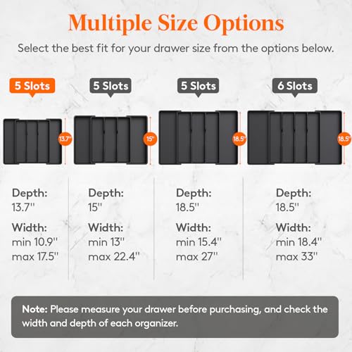 Lifewit Utensil Organizer for Kitchen Drawers, Expandable Utensil Tray - color: Black, size: Medium(11-18''W x 14''D)
