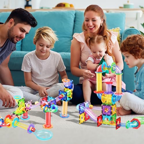 PicassoTiles Magnetic Marble Run Add-On Expansion Pack for Magnet Tile Building Blocks Maze Construction Toy Kit Educational STEM Learning Enhances Creativity Imagination Children Ages 3+ PTG01 - style: Marble Run Add-On Expansion Pack