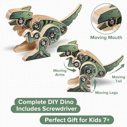 Little Jupiter DIY Wooden Kit with Stickers - Dinosaur Toys for Kids for 7-12 Yrs - Dinosaur Toy Woodworking Kits - Wood Crafts - Kids Building Kit - Wooden Crafts (T-Rex) - size: T-Rex