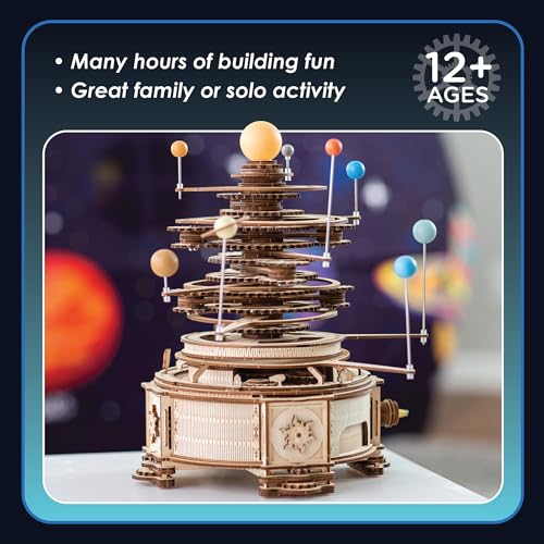 MindWare Gearjits: Solar System – Wooden 3D Building Puzzle for Teens & Adults – DIY Solar System Model – Fun for Parents Too! – Great STEAM Gifts for Ages 12+