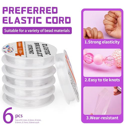 6 Size Stretchy Bracelet String Elastic String for Bracelet Making String - size: 6 Size
