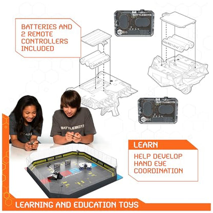 HEX BOTS BattleBots Arena Bite Force & Blacksmith, Remote Control Robot Toys for Kids with Over 20 Pieces, STEM Toys for Boys & Girls Ages 8 & Up, Batteries Included