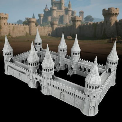 AUSPDICE TTRPG Scenery Modular Fortress, 25mm Dungeon Walls, Defense Towers - color: Af1104 a City Walls Set