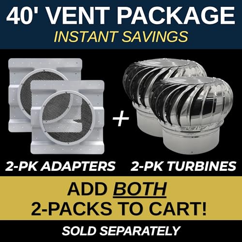 AdaptAIR® Roof Vent Adapter (2-Pack) for 40' Shipping Container/Conex Setup - Fits 12-Inch Turbines - Pair with 2-Pack Turbine, Sold Separately - size: Roof Adapter 2Pck