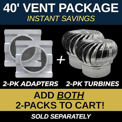 AdaptAIR® Roof Vent Adapter (2-Pack) for 40' Shipping Container/Conex Setup - Fits 12-Inch Turbines - Pair with 2-Pack Turbine, Sold Separately - size: Roof Adapter 2Pck