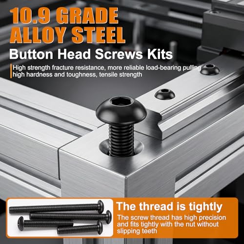 mankk 1001PCS M3 Screws,Hex Socket Button Head Bolt Assortment Kit M3 x 6/8/10/12/16/20/25/30mm Machine Screws with Nuts Washers 10.9 Alloy Steel Button Head Socket Cap Screws - size: M3, style: Button Head
