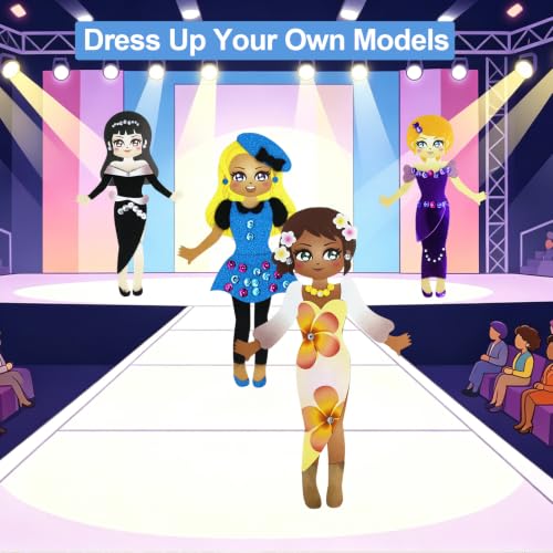 VKPI Fashion Dress Ups, Paper Art Crafts for Girls, Foam Paper Felt Fashion Activities for Kids Ages 5+ Toddler, Preschool Projects Toy Creative Gift Kit for Birthday - color: Dress Ups