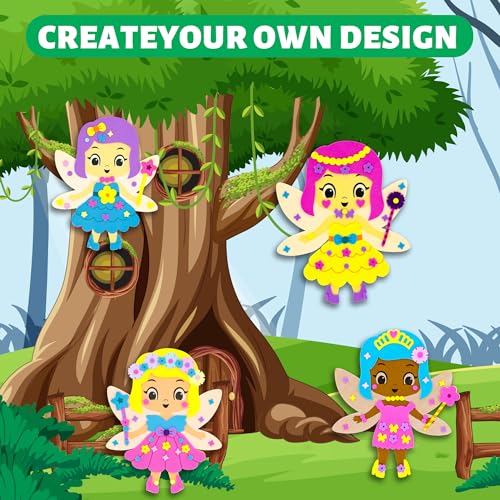 VKPI 4 Pieces EVA Foam Art Crafts Gift Kit, Creative Make Your Own Fairies, Cartoon Foam Paper Craft Projects for Kids Ages 4+ Toddler, Preschool Learning Toy for Birthday Party Favor Supplies - color: Fairies
