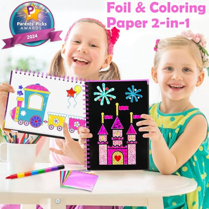 FUNNYB&G Foil Art Craft Kit for Kids, Sparkly Birthday Gift Toy for Girls - style: Amusement Park