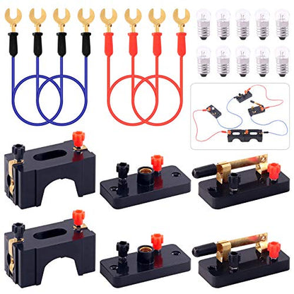 20 Pcs Electrical Circuit Experiment Kit Includes Screw Base Light Bulbs, Miniature Bulb Holder, Wire Connector, D Battery Holder, Series Circuits DIY Materials - style: Electrical Circuit Experiment Kit
