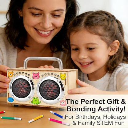 STEM Projects Kit for Kids & Adults Build Your Own Portable Wood Bluetooth Speaker Science Experiment Electronics Kit for Boys & Girls Ages 8-12 9 10 14 16-Chrome Back‑to‑School Birthday Gift - color: Chrome