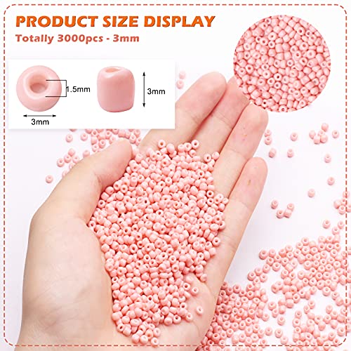 5000pcs Beige Pink Glass Seed Beads Bulk, Small Tiny Waist Spacer Beads for Bracelet, Necklace Jewelry Making, DIY Craft Projects(3mm 8/0) - color: Beige Pink, size: 3mm