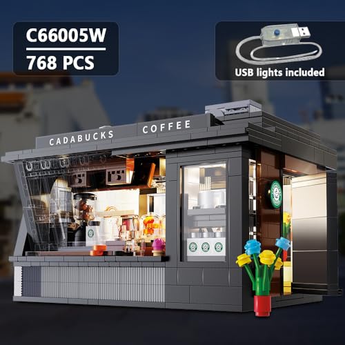 CaDA Master C66005W Japanese Coffee House Building Set,MOC Construction Coffee Shop Modular Buildings with Lights,768PCS City House Idea Collect Gift for Adults - color: C66005w