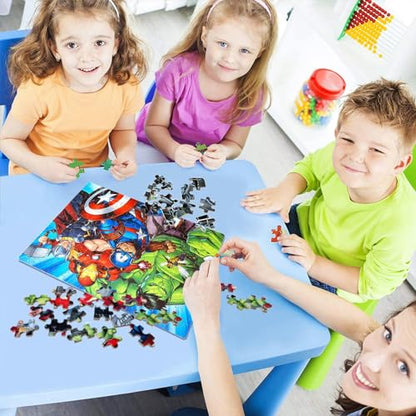 LELEMON Puzzles for Kids Ages 4-6,100 Piece Puzzles for Kids in Metal Box - color: Colorful