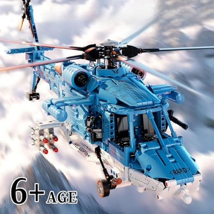1521PCS Military Helicopter Building Blocks Set for Boys 8 12 14 - color: Blue