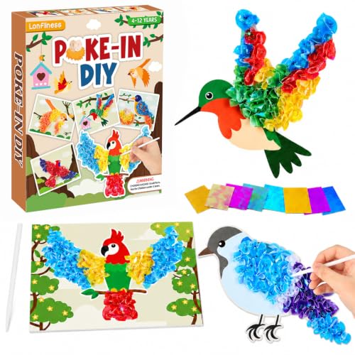 Lonfliness 8 Pcs Birds Poke in Craft Kits for Kids Mess Free DIY Art - style: Bird
