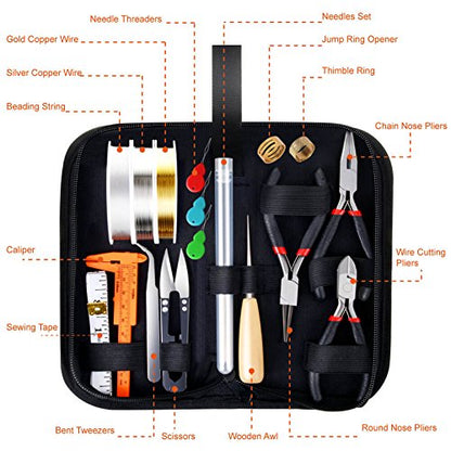 PAXCOO Jewelry Making Supplies Kit with Tools, Wires, Findings for Jewelry Repair and Beading - size: Small