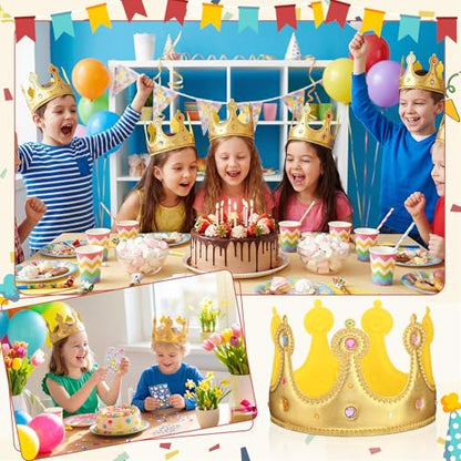 Yaomiao 22 pack DIY Crowns Set Include 12 Pcs Foam Princess Crowns and 10 Pcs Diamond Sticker for Kids - color: Gold, style: Stylish