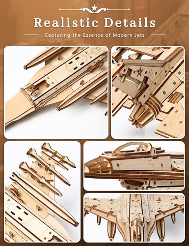 BOOZUU Paintable 3D Wooden Fighter Jet Puzzle for Adults