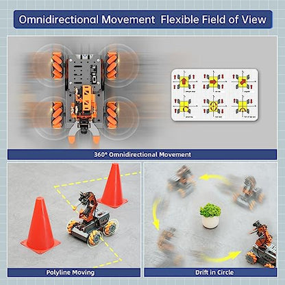MasterPi 5DOF Robotic Arm for RaspberryPi 5 AI Vision Tracking Target Sorting Line Follow Open Source Programming Smart Robot Car Kit for Teen Adult STEM Educational Building Robot, RPi Not Included