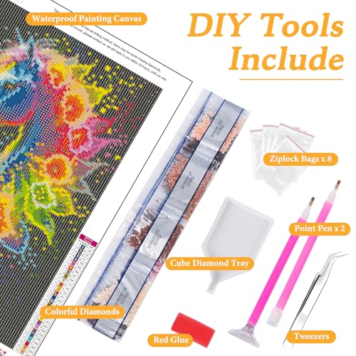 Okarina Diamond Art Kits for Adults & Beginners, Horse Diamond Painting Kit - color: HMDPUS-26104