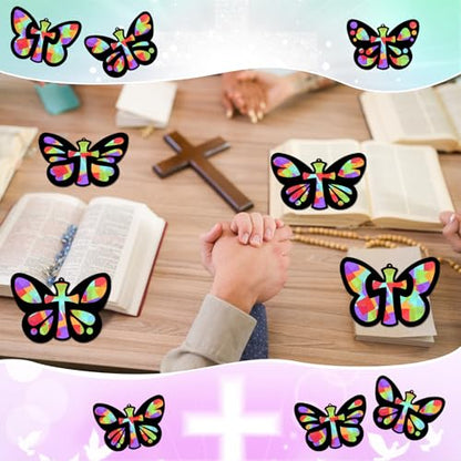 Sinload 24 Pcs Religious VBS Butterfly Cross Crafts DIY Butterfly Crafts - style: Butterfly