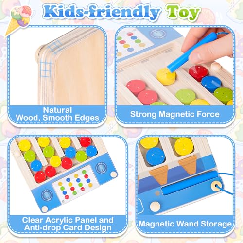 3 4 5 Year Old Boy Birthday Gift, Kids Magnetic Color Matching Puzzle Board - color: Ice Cream
