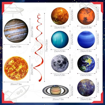 40PCS Space Solar System Theme Hanging Swirls Decorations