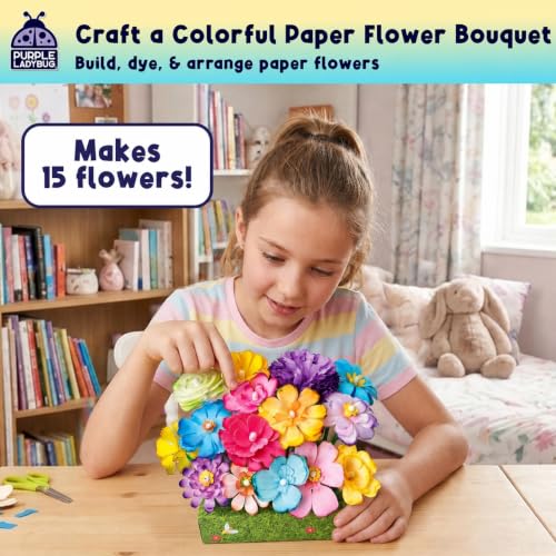 DIY Flower Bouquet Craft Kit for Girls Ages 6-12, Paper Flower Science