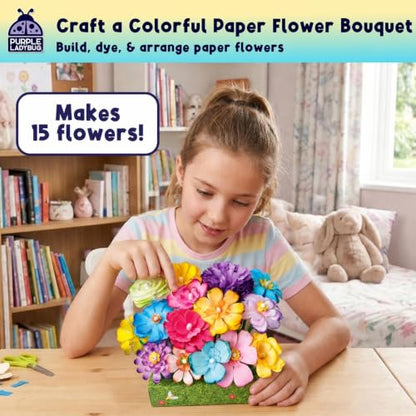 DIY Flower Bouquet Craft Kit for Girls Ages 6-12, Paper Flower Science