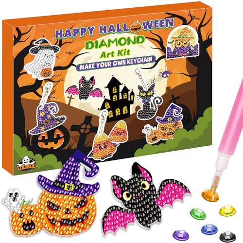 Labeol Diamond Art Kits for Kids with 5D Diamond Creat Your Own GEM Keychains Arts and Crafts for Kids Ages 8-12 Christmas Stocking Birthday Gifts for Kids 6+ - style: halloween