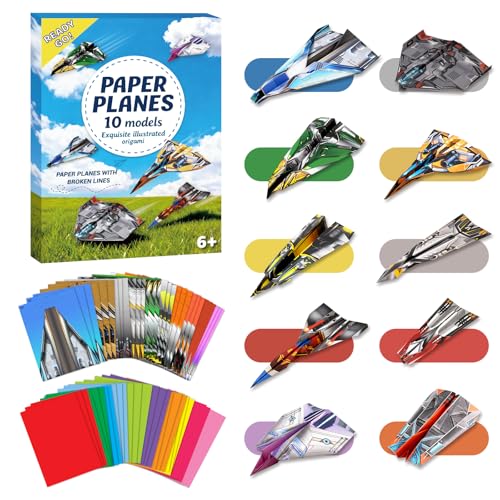 hapray 60 Sheets Paper Airplane Kit, Origami Paper Plane with Book & Video