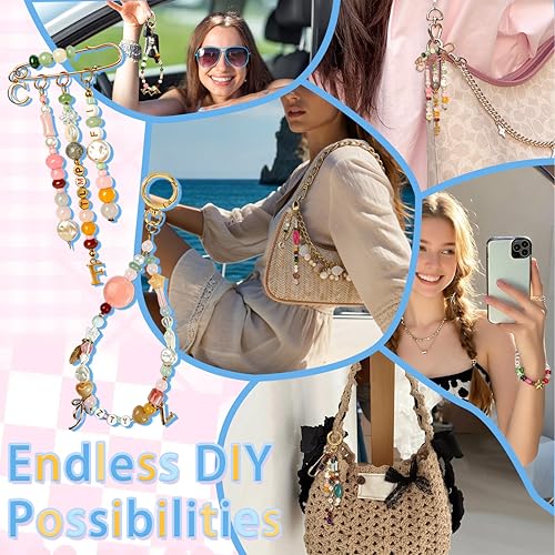 Kasmena 750+ Pcs DIY Bag Charm & Keychain Making Kit with Beads and Charms - size: 750+ PCS