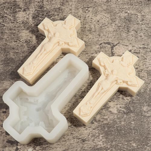 Candle Molds - Silicone Mold for Candles Making, DIY 3D Moulds for Soy Wax, Beeswax, Scented Candle, Valentine's Day Gifts (Crucifix) - color: Crucifix